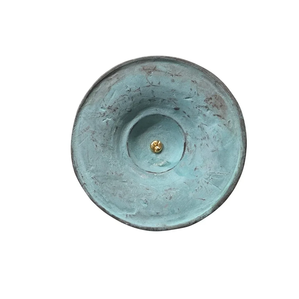 Vintage Brass Turquoise Verdigris Patina Candlestick Holder Twisted Helix 13 in.